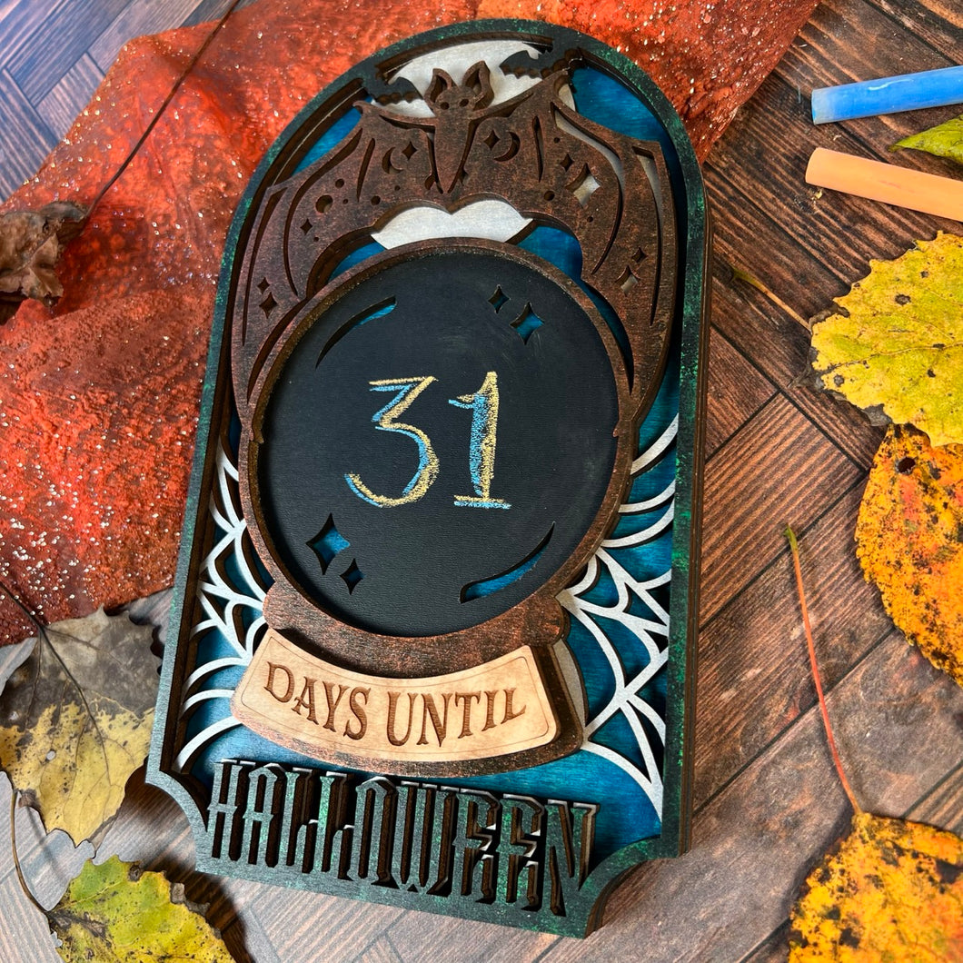 Handcrafted Halloween Countdown Chalkboard Sign