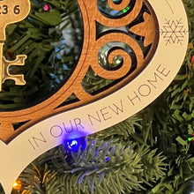 Load image into Gallery viewer, Vintage Key Wooden Ornament - &#39;Our First Christmas in Our New Home&#39;
