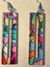 Load image into Gallery viewer, Mosaic Radiance: Geometric Stained Glass Effect Acrylic Dangle Drop Earrings
