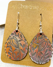 Load image into Gallery viewer, Crocus teardrop boho wood earrings, lightweight, handmade in USA
