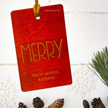 Load image into Gallery viewer, Personalized engraved Christmas gift tags, made in USA
