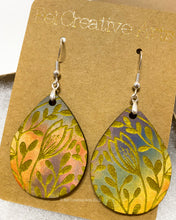 Load image into Gallery viewer, Yellow Crocus floral boho chic lightweight wood teardrop earrings
