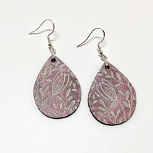 Load image into Gallery viewer, Pink teardrop boho floral earrings, lightweight, made in USA
