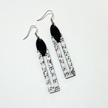 Load image into Gallery viewer, Music notes earrings, geometric rectangular, lightweight
