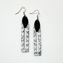 Load image into Gallery viewer, Music notes earrings, geometric rectangular, lightweight
