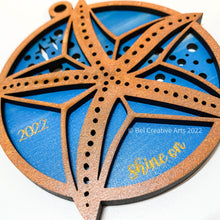 Load image into Gallery viewer, Sea star starfish wooden Christmas ornament, hand made in USA
