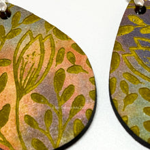 Load image into Gallery viewer, Yellow Crocus floral boho chic lightweight wood teardrop earrings
