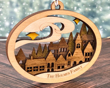 Load image into Gallery viewer, Winter Village 3D Wooden Christmas Ornament, hand made in USA
