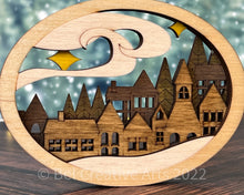 Load image into Gallery viewer, Winter Village 3D Wooden Christmas Ornament, hand made in USA
