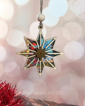 Load image into Gallery viewer, Stained Glass Style Star Christmas Ornament, hand made in USA
