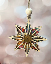 Load image into Gallery viewer, Stained Glass Style Star Christmas Ornament, hand made in USA
