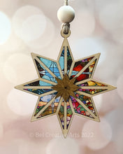 Load image into Gallery viewer, Stained Glass Style Star Christmas Ornament, hand made in USA
