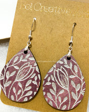 Load image into Gallery viewer, Pink teardrop boho floral earrings, lightweight, made in USA
