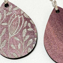 Load image into Gallery viewer, Pink teardrop boho floral earrings, lightweight, made in USA
