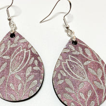 Load image into Gallery viewer, Pink teardrop boho floral earrings, lightweight, made in USA
