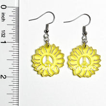 Load image into Gallery viewer, Yellow peace and sunflowers dangle drop earrings, original design
