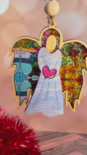 Load and play video in Gallery viewer, Angel with Love Heart Wooden Christmas Ornament
