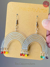 Load image into Gallery viewer, Rainbow and rain drops earrings, dangle style, hand made in USA
